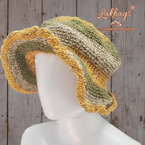 Lakhays | Multi Color Hemp/Cotton Summer Hat | Wire Brim For Shaping | Handmade